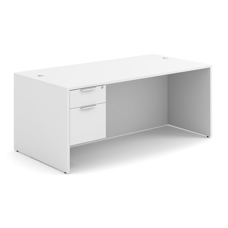 OFFICESOURCE OS Laminate Collection Single 3/4 Pedestal Desk - 71'' x 36'' SGLHDPL101WH